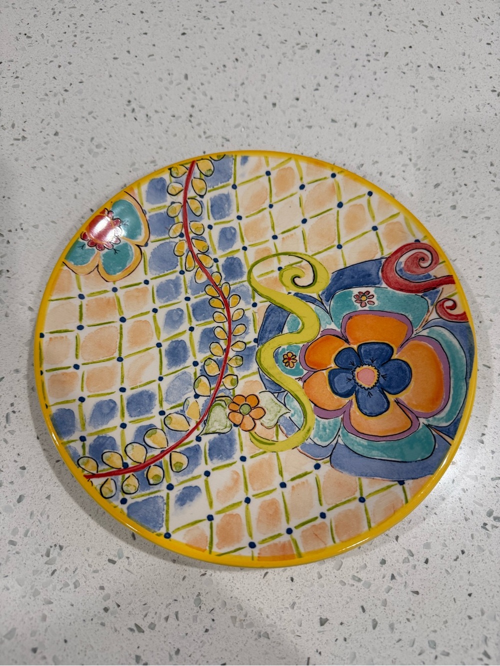 2015 Pfaltzgraff MERISELLA Jana Kolpen & Mary Tiegreen 8-3/8 Plate FLORAL YELLOW